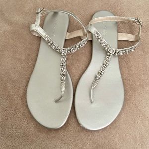 David’s Bridal Pearl and Crystal T-Strap Sandals